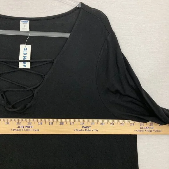 New Old Navy Black‎ Soft Stretch Lace Up Long Sleeve Casual Top XL - Picture 5 of 8